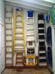 Ladder Storage Ideas Indoors / Garage Storage For Ladders
